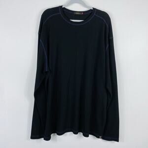 Agave Size XXL Waffle Knit Crew Neck Long Sleeve T-Shirt Black